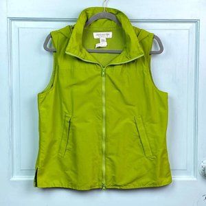 Jones New York Sport Windbreaker Vest Hooded Full Zip Chartreuse Size Small